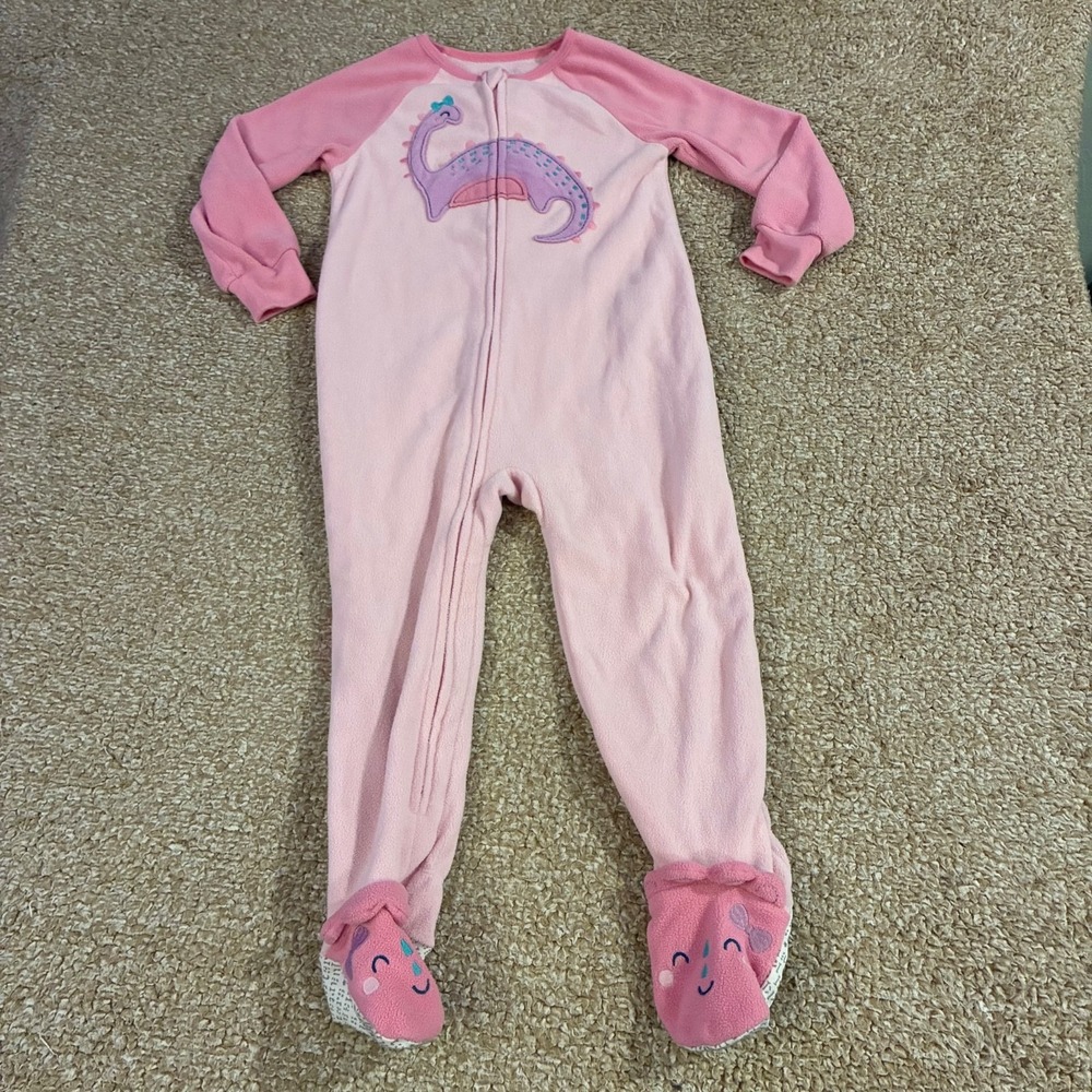 Kids Headquarters Dinosaur Fleece Footed Pajamas Pink Girls 3T Sleeper